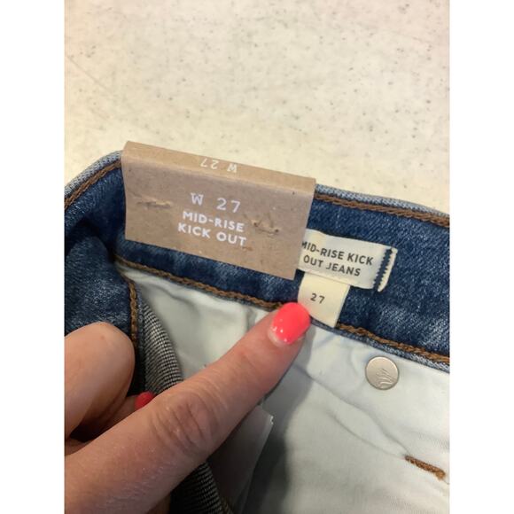 Madewell Women's 27 Blue Mather Wash Kick Out Crop Jeans Mid Rise Stretch K31-16 - Picture 9 of 10